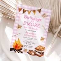 Pink Birthday are S'mores Fun Campfire Gingham