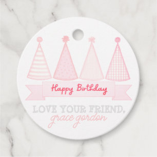 Pink Birthday Banner Hat Gift Tag
