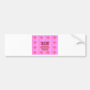 Pink Birthday Cake Art Print Bumper Sticker