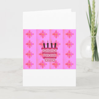 Pink Birthday Cake Art Print Card