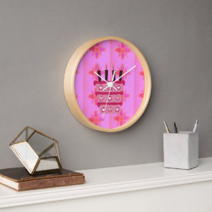 Pink Birthday Cake Art Print Clock