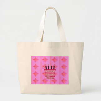 Pink Birthday Cake Art Print Large Tote Bag