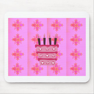 Pink Birthday Cake Art Print Mouse Pad