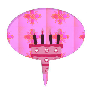 Pink Birthday Cake Art Print Topper