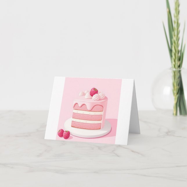 Pink Birthday Cake Card (Front)