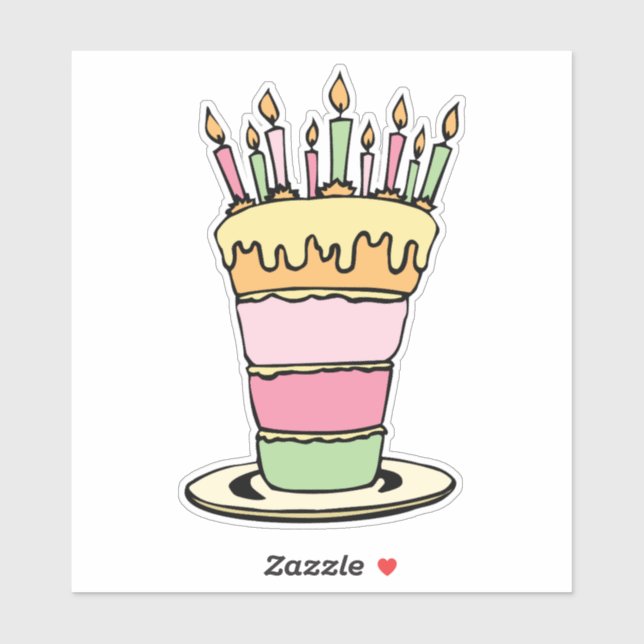Pink Birthday Cake Contour Sticker (Sheet)