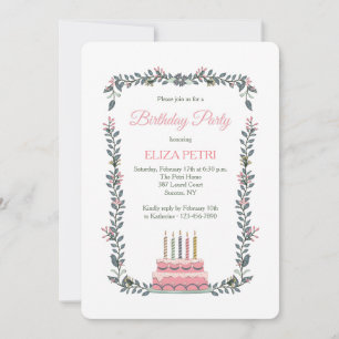 Pink Birthday Cake Invitation