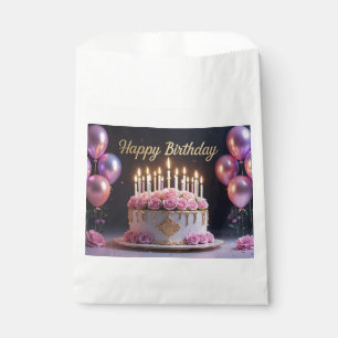 Pink birthday cake luxurious elegant extravagant favor bag