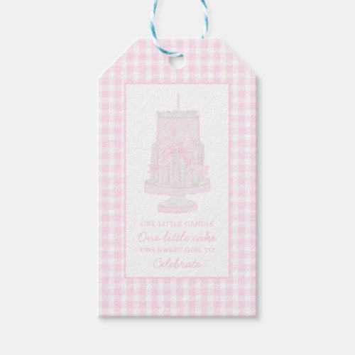 Pink birthday cake preppy Gift Tag