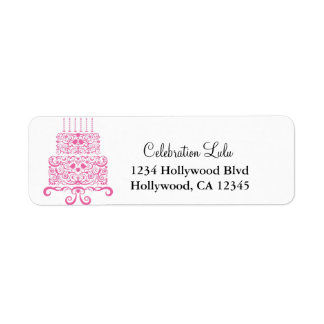 Pink Birthday Cake Return Address Label