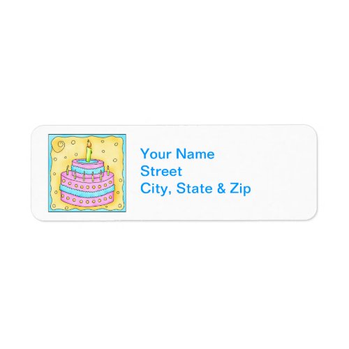 Pink Birthday Cake Return Address Label