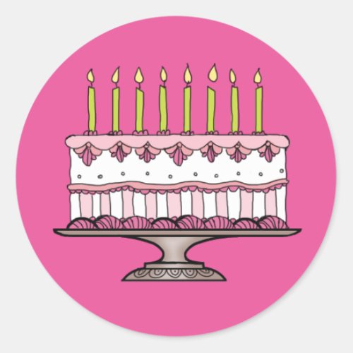 Pink Birthday Cake Sticker