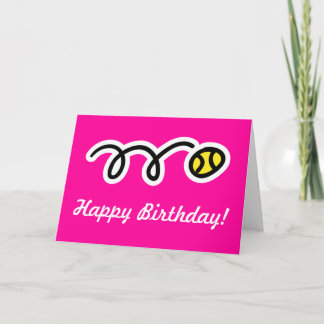 Pink birthday card for female tennis players