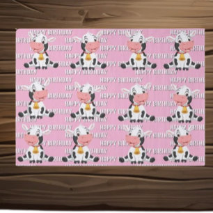 Pink Birthday Cow Tissue Paper