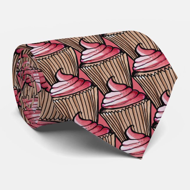 Pink Birthday Cupcakes Art cutie cupcake     party Neck Tie (Rolled)