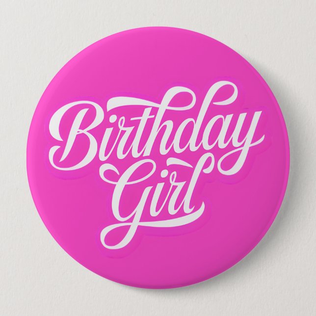 Pink Birthday Girl Button (Front)