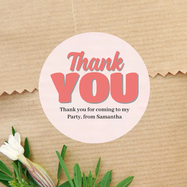 Pink Birthday Girl Party Thank You Classic Round Sticker | Zazzle