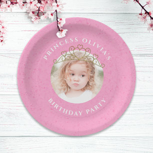 Pink Birthday Girl Princess Custom  Paper Plates