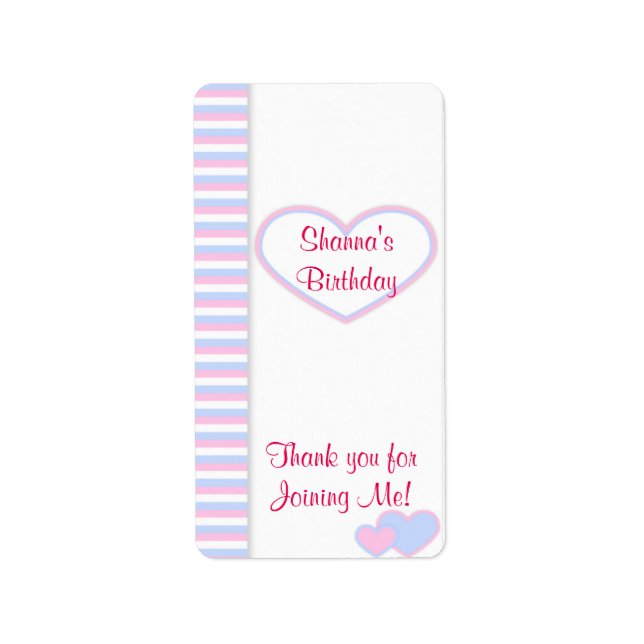 Pink Birthday Heart Miniature Candy bar wrapper Label (Front)