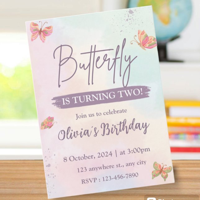 Pink Birthday Invitation Butterfly (Creator Uploaded)