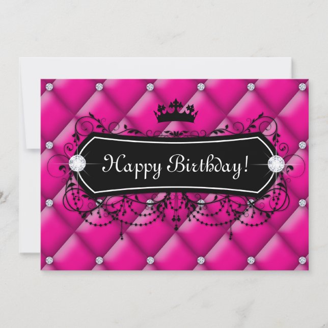Pink Birthday Invitation Cute Crown Sweet 16 (Front)