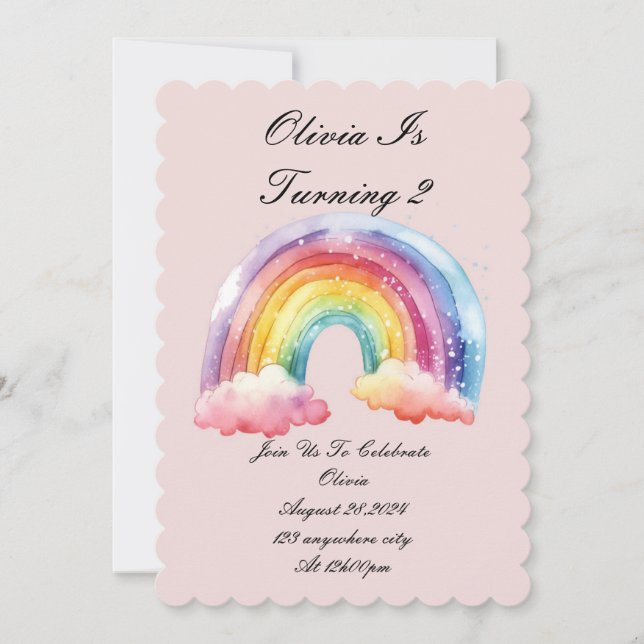 pink birthday invitation for girls (Front)