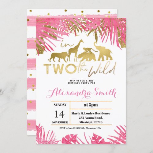 Pink Birthday Invitation In Into Two The Wild