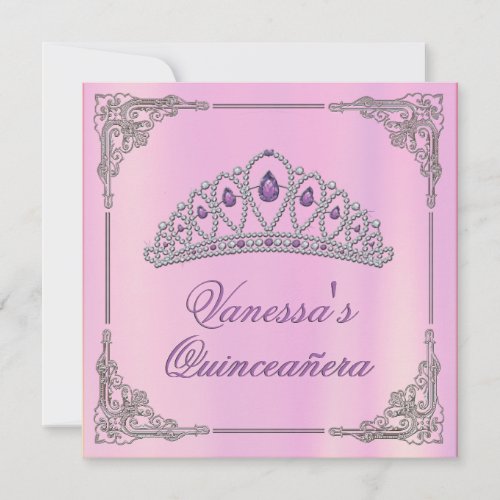 Pink Birthday Invite with Diamond Tiara