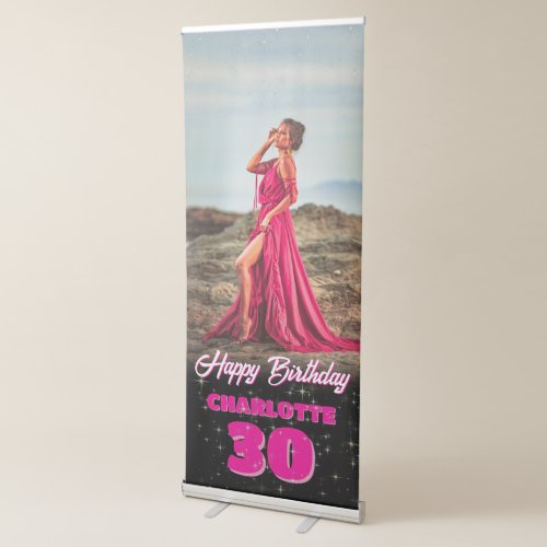Pink Birthday Party Celebration Photo Welcome  Retractable Banner