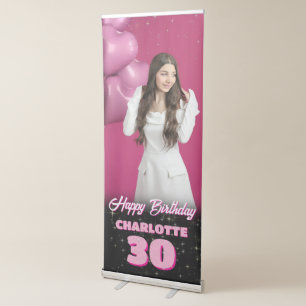 Pink Birthday Party Celebration Photo Welcome Retractable Banner