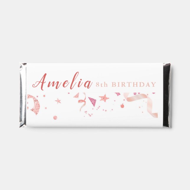 Pink Birthday Party Hershey Bar Favors (Front)