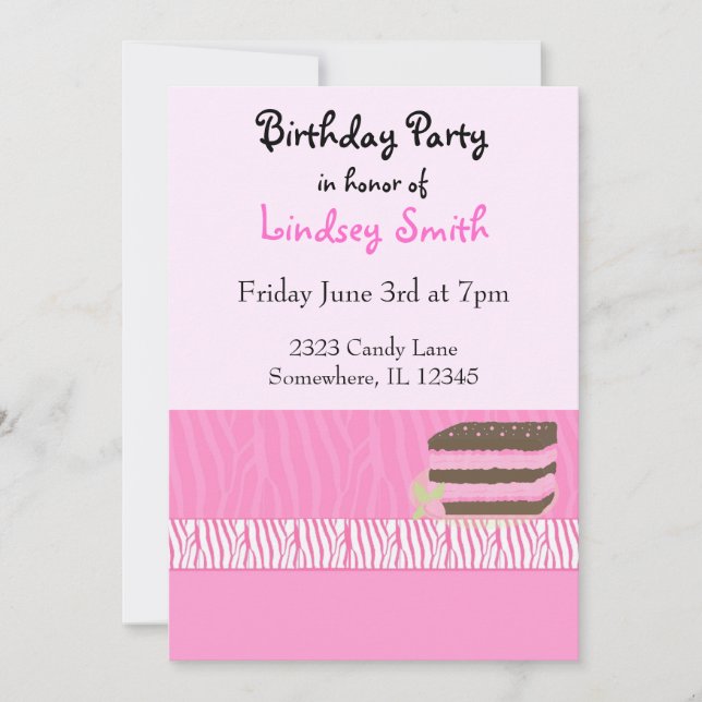 Pink Birthday Party Invitation (Front)