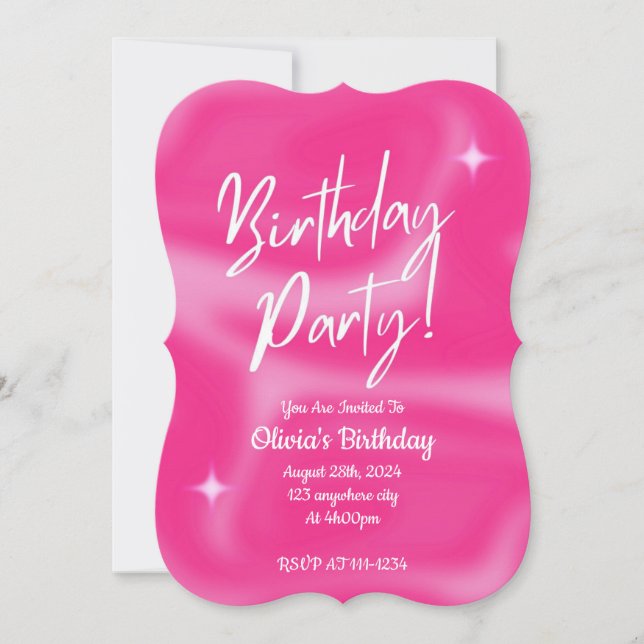 PINK BIRTHDAY PARTY INVITATION (Front)