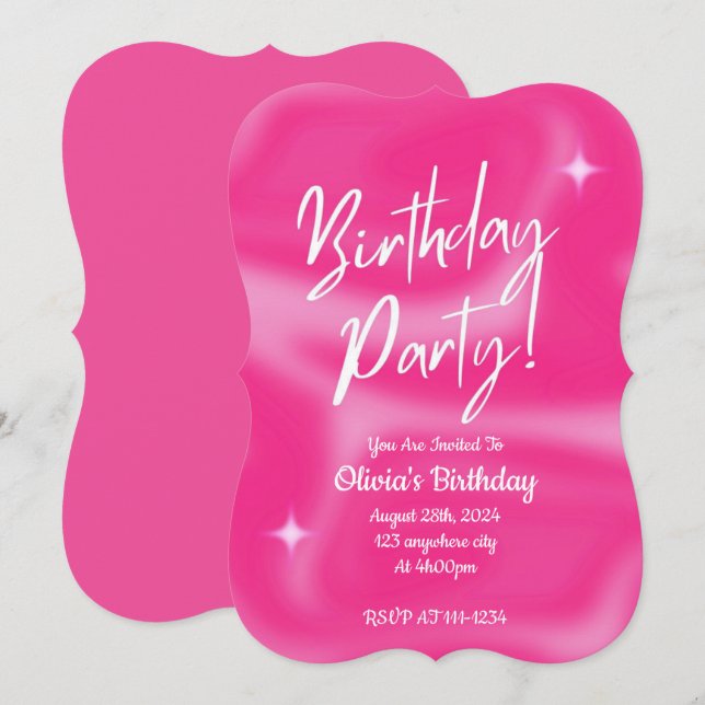 PINK BIRTHDAY PARTY INVITATION (Front/Back)