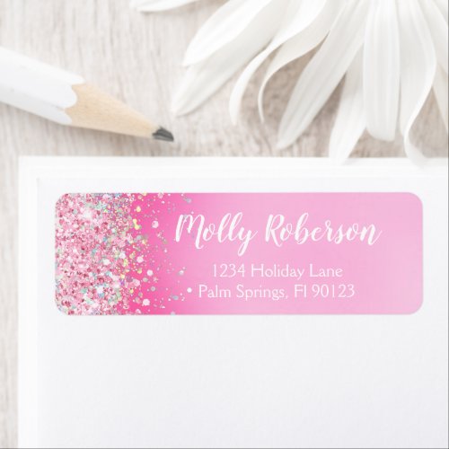 Pink Birthday Party Return Address Label