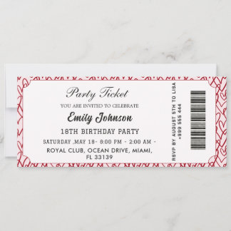 Pink Birthday Party Ticket Invitation 2026