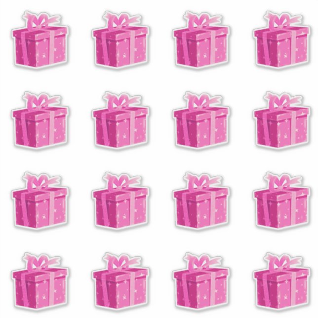 Pink Birthday Present Stickers Princess Surprise (Front)