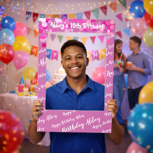 Pink Birthday Prop Frame Selfie Frame