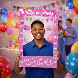 Pink Birthday Prop Frame Selfie Frame
