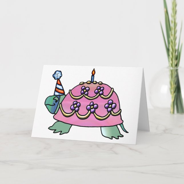 Pink Birthday Turtle Card (Front)