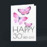 Pink Birthday Watercolor Girly Butterfly Any Year Card<br><div class="desc">An elegant girly butterfly birthday card. Wish "Happy Birthday" to that special friend with this elegant chic pink,  girly,  rustic greeting card. Easily change the year for a 20th,  30th,  40th,  50th,  60th,  70th etc birthday. Use the template to edit the message inside the card for that unique touch.</div>