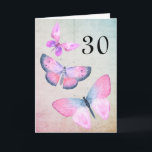 Pink Birthday Watercolor Girly Butterfly Any Year Card<br><div class="desc">An elegant girly butterfly birthday card. Wish "Happy Birthday" to that special friend with this elegant chic pink,  girly,  rustic greeting card. Easily change the year for a 20th,  30th,  40th,  50th,  60th,  70th etc birthday. Use the template to edit the message inside the card for that unique touch.</div>