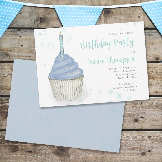 Pink Birthday Whimsical Cute Cupcake Simple  Invitation (Creator Uploaded)