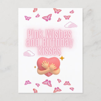 "Pink Birthday Wishes Card" Postcard