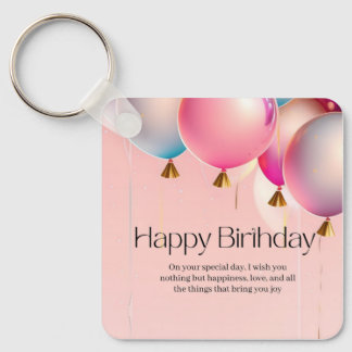 Pink Birthday Wishes Keychain