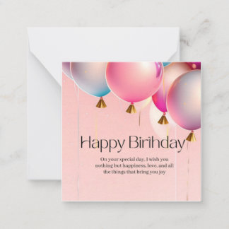 Pink Birthday Wishes Note Card