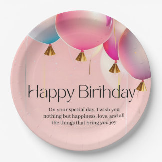 Pink Birthday Wishes Paper Plates