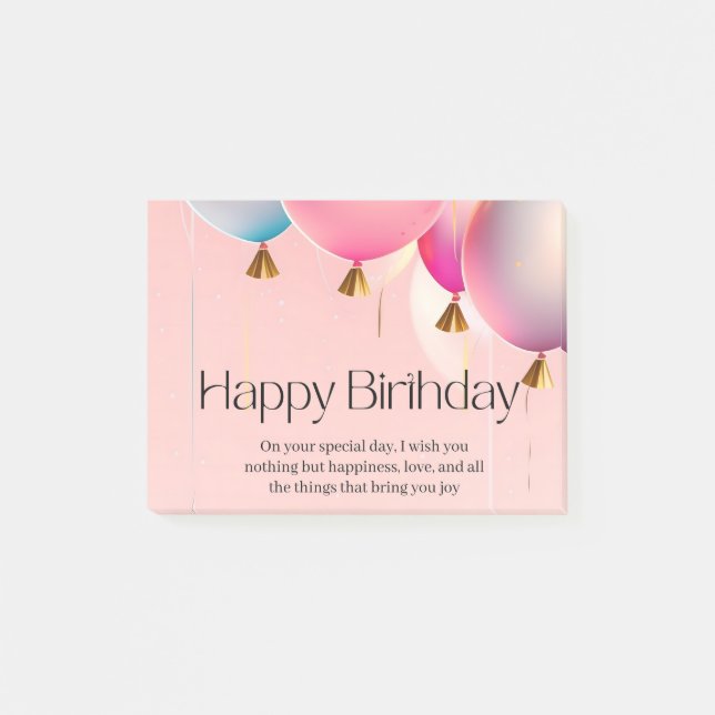 Pink Birthday Wishes Post-it Notes (Front)