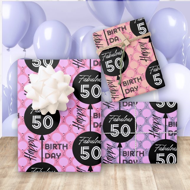 Pink Birthday Wrapping Paper Flat Sheet Set of 3 (Creator Uploaded)