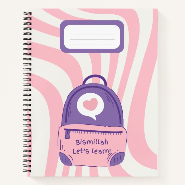 Pink "Bismillah Let’s Learn!" Notebook (Front)